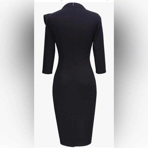 Homeyee  Women’s Vintage Bowknot 3/4 Sleeves Black Party Dress Size S / 4 - Picture 4 of 9